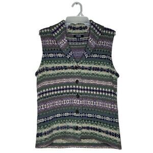 Chaps Fairisle Knit Sweater Vest Women’s Small Button Front
